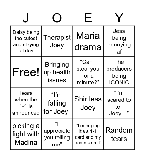 bachelor bingo 🌹 Bingo Card