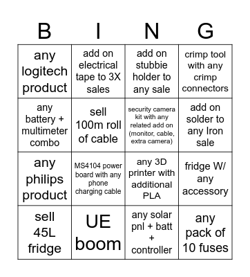 Tweed in store bingo Card