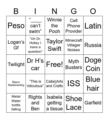 Shawn and Mayo Bingo Card