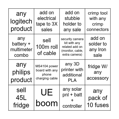 Tweed in store bingo Card