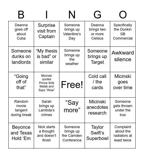 SPI 590 2/14/24 Bingo Card