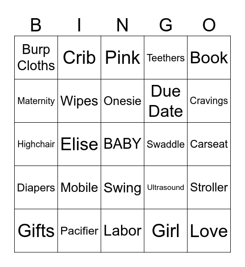 BABY BINGO Card