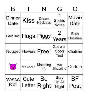 LOVEY BINGO GAME Bingo Card