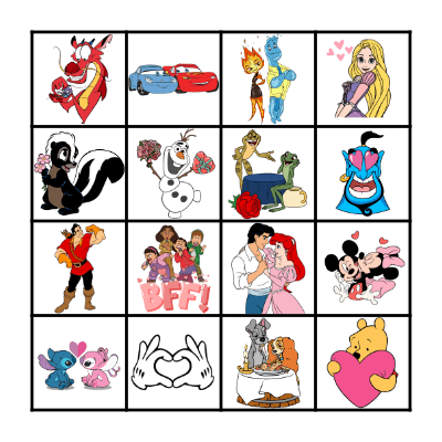 Disney Valentine Bingo Card