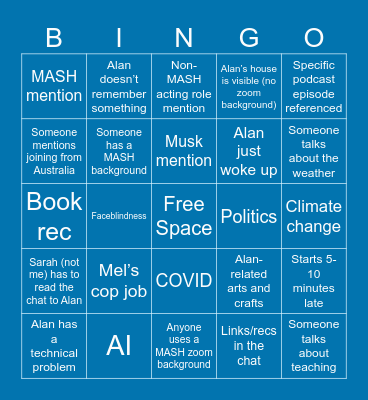 Clear and Vivid BINGO Card