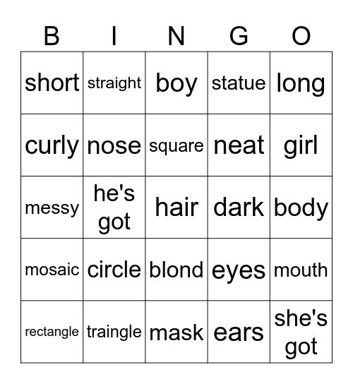 2 klasa, 4 unit Bingo Card