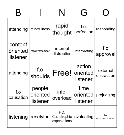 Week-6 Listening comm-2 Bingo Card