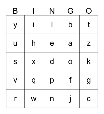 Alphabet Bingo Card