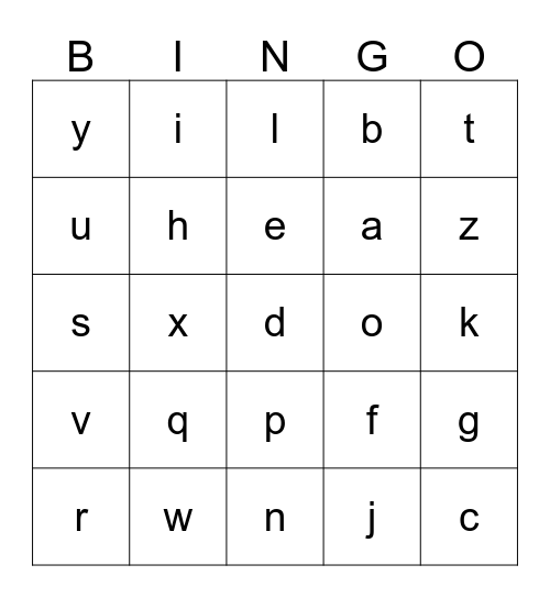 Alphabet Bingo Card