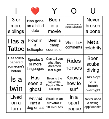 Speed-Dancing! Bingo Card