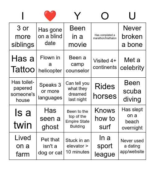 Speed-Dancing! Bingo Card