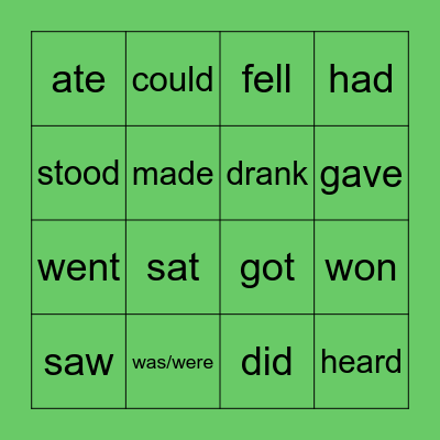 Irregular verbs Bingo Card