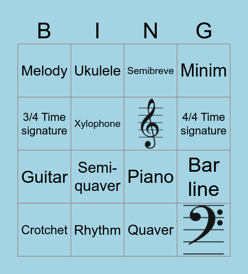 Musical Terms Bingo Card