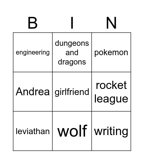 infinite craft Bingo Card