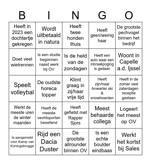 - Personeels Bingo - Bingo Card