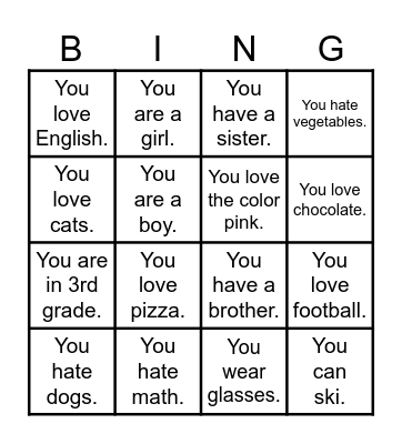 Ice breaker Bingo Card