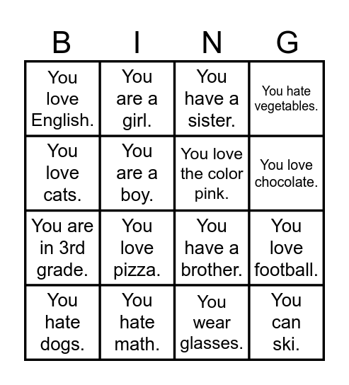 Ice breaker Bingo Card