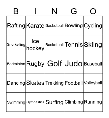 sports Bingo Card