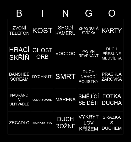 Phasma Bingo Card