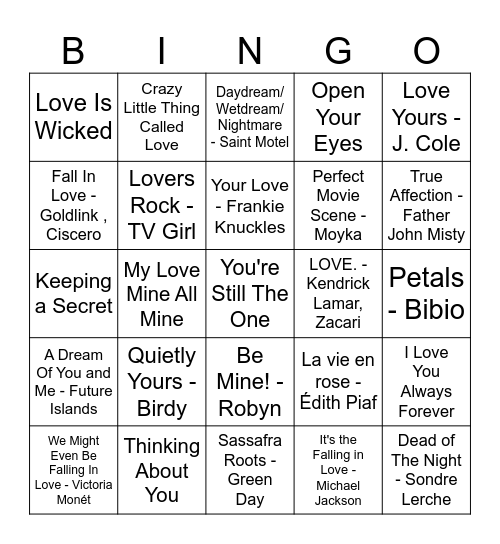 Lovey Dovey Bingo Part 1 Bingo Card