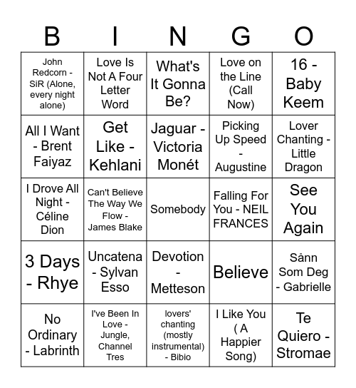 Lovey Dovey Bingo Part 2 Bingo Card