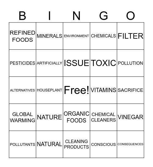 HEALTH AND NATURE Bingo Card