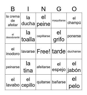 La Loteria- La rutina diaria (vocabulario) Bingo Card