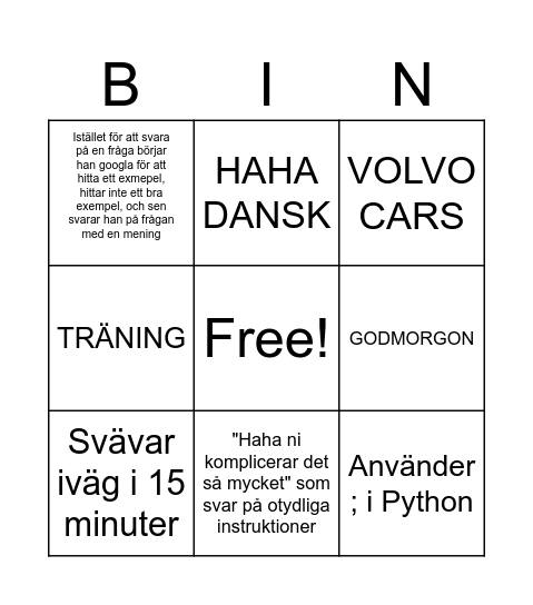 Jimmy Bingo Card