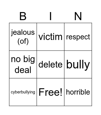 Unit 2 - RESPECT! Bingo Card