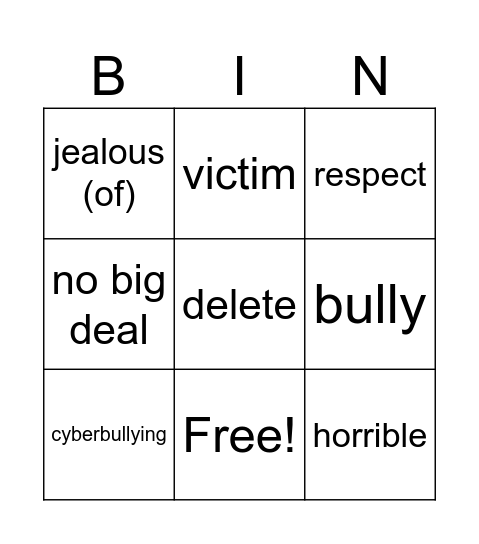 Unit 2 - RESPECT! Bingo Card