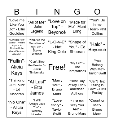 Valentine's Day Bingo 2024 Bingo Card
