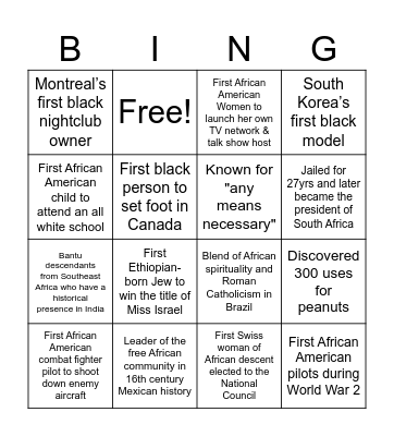 Pressbooks Black History Bingo Card