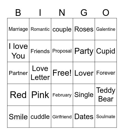 Valentine's Day Bingo Card