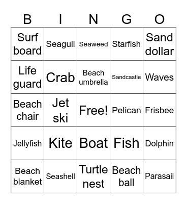 Beach Bingo Card