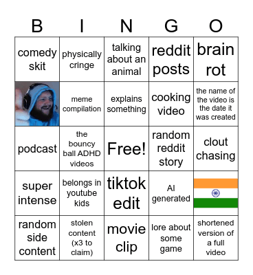 yt shorts bingoo Bingo Card