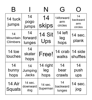 Valentine's Day Bingo Card