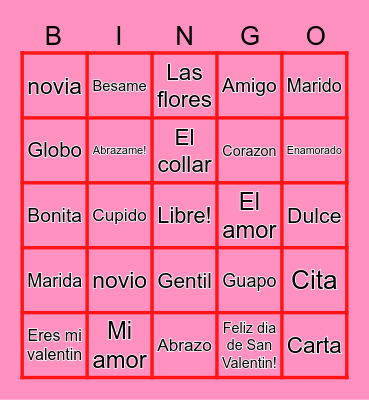 Happy Valentine's Day Bingo Card