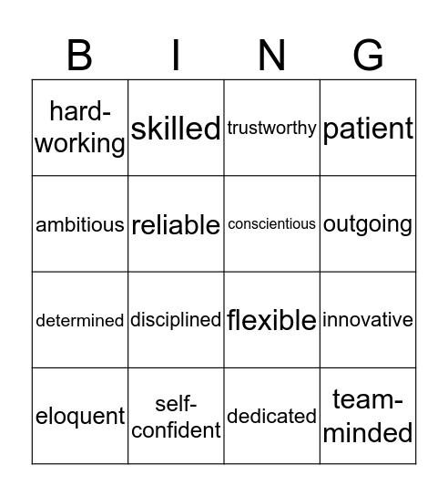 Personal skills - JOBS Bingo Card