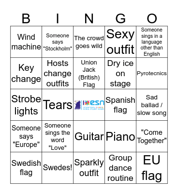 ESN Eurovision Bingo 2016 Bingo Card