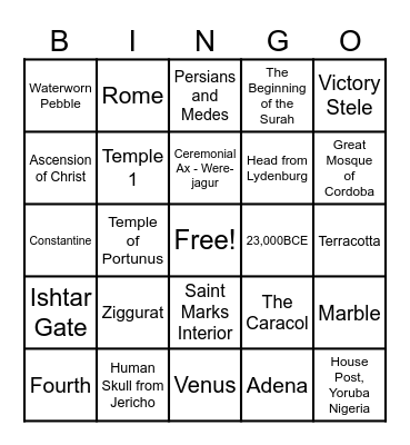 Art History Bingo Card 2 Bingo Card