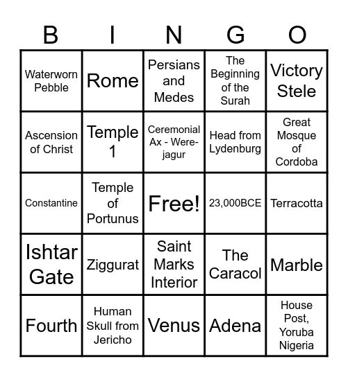 Art History Bingo Card 2 Bingo Card