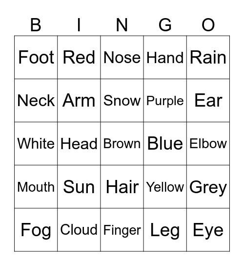 2.trinn Bingo Card