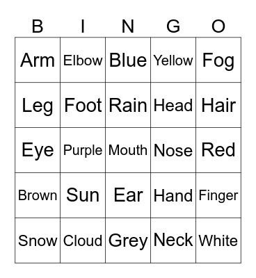 2.trinn Bingo Card
