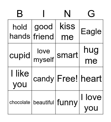 Valentines bingo - english Bingo Card