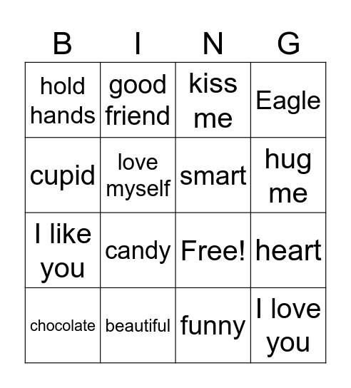 Valentines bingo - english Bingo Card