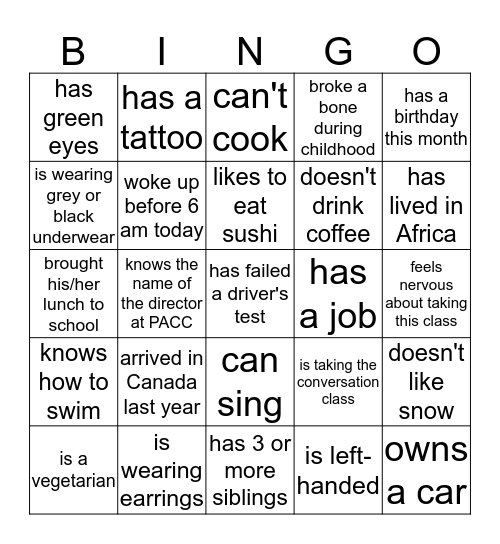 Find someone who... Bingo Card