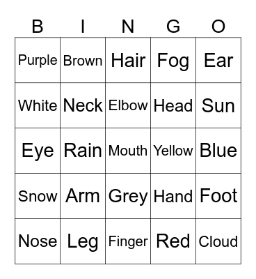 2.trinn Bingo Card