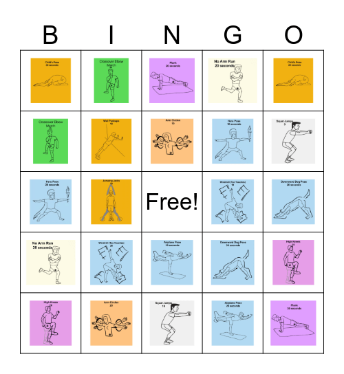 Fitness Bingo Card