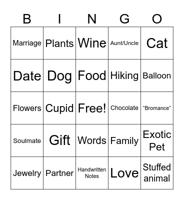 Valentine's Day Event Bingo Card