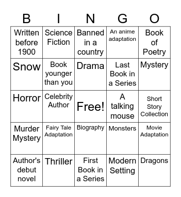 Literature Bingo Card
